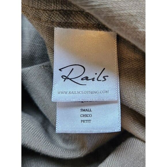 RAILS Marcel Jacket Sage Green Camo Stars S Snap Closure Shacket Tencel Linen - Picture 10 of 12